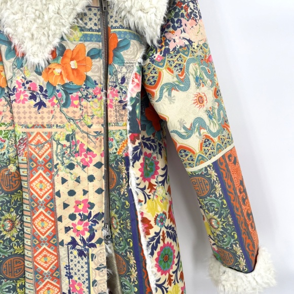 NWT Johnny Was Biya Multicolor Floral Drammen Suede Mid-Length Coat - Picture 6 of 14